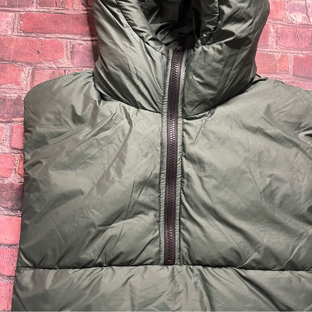 Mango Womens NEW NWT Quilted Puffer Vest Anorak Hooded Size Large Green - Picture 2 of 8